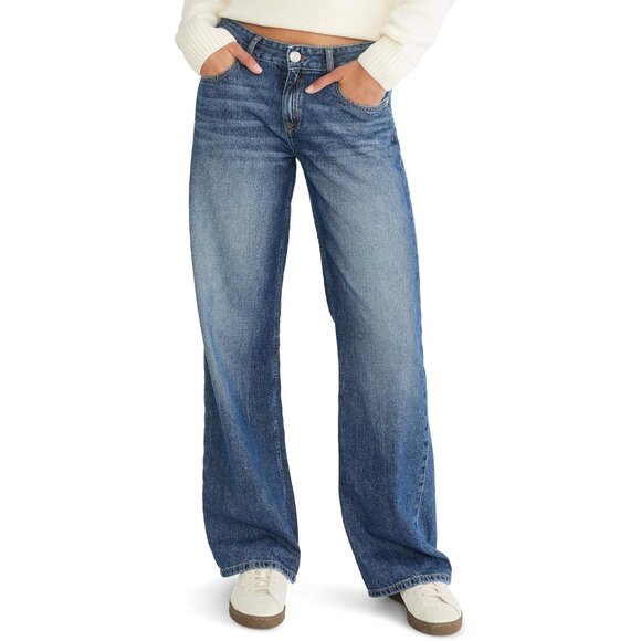 Denim - Women's Light Wash Wide Leg Jean Recycled Cotton Casual Relaxed Fit